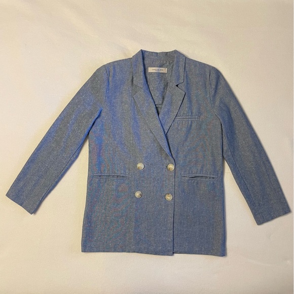 Light Blue Blazer London de Salon Korea Suit Jacket Button Front - Picture 3 of 11